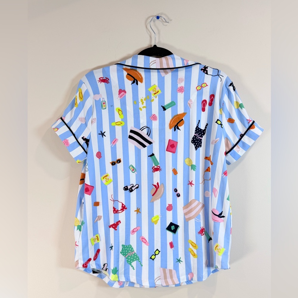 🔥Kate Spade Blue Striped Sleepwear Top Size S EC🔥 - Picture 2 of 6